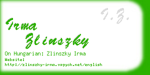 irma zlinszky business card